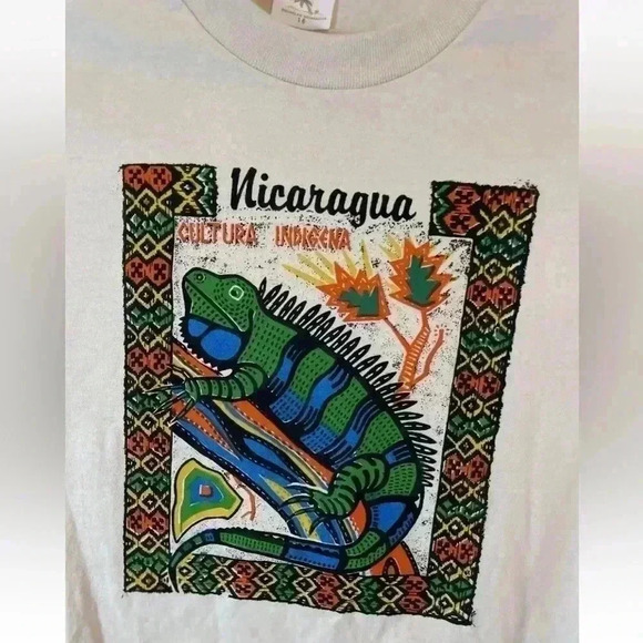 Hawaiian Tropical Iguana Bearded Dragon TAN T Shirt Nicaragua Kids Size 16 NWOT - Picture 5 of 13